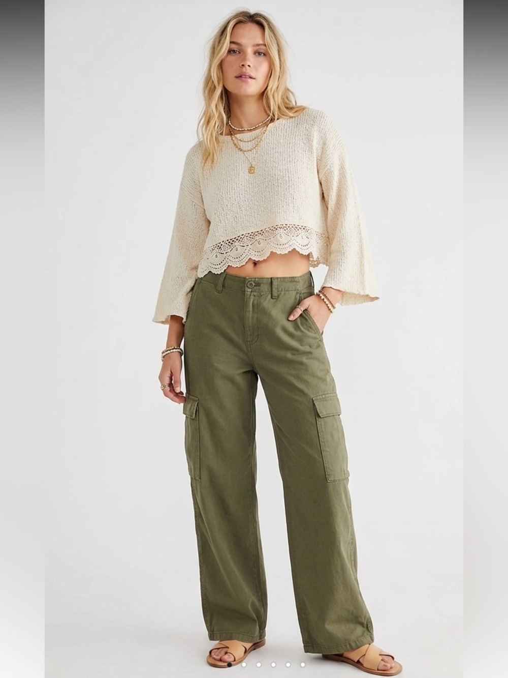 Levis 94 Baggy Cargo Pants Olive Green Size 27 Casual Workwear Utility Boho